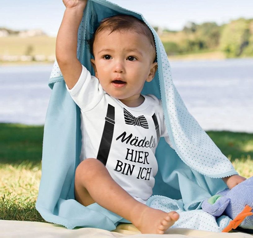MoonWorks® Baby Langarmshirt mit Spruch lustig Meine Preisliste Bio-Baumwolle Babyshirt Jungen Mädchen